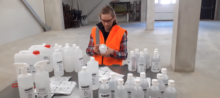 Hand Sanitizer production at the Antwerp Innovation Center